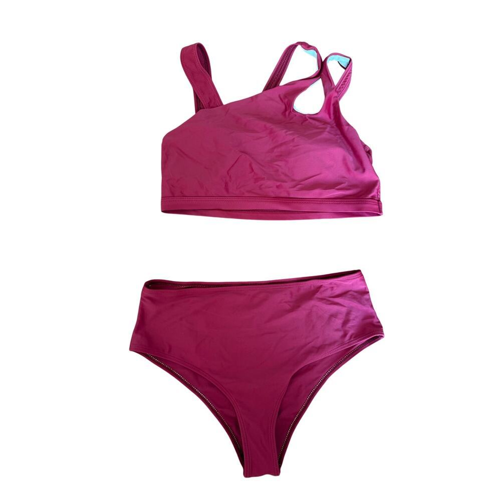 Shein Red Asymetrical Two Piece Swimsuit Size Large
